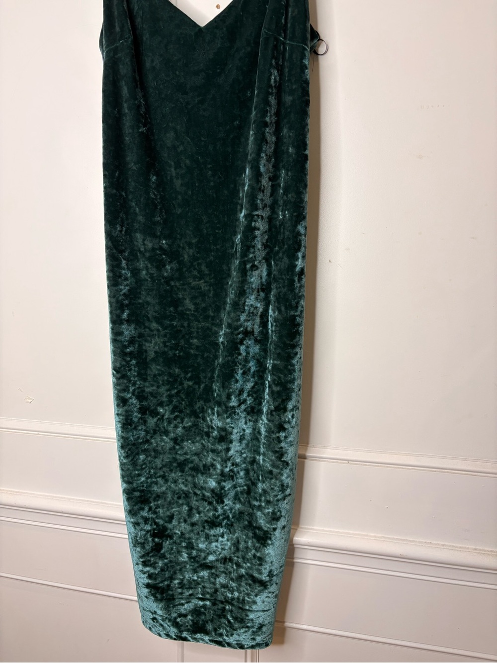 Velvet Slip Midi Dress - Deep Teal Green - Picture 2 of 12